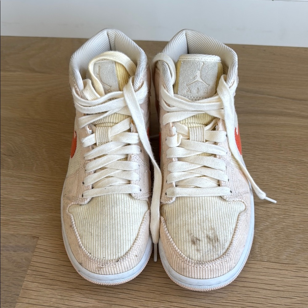 Nike Cream and Red High-Top Sneakers